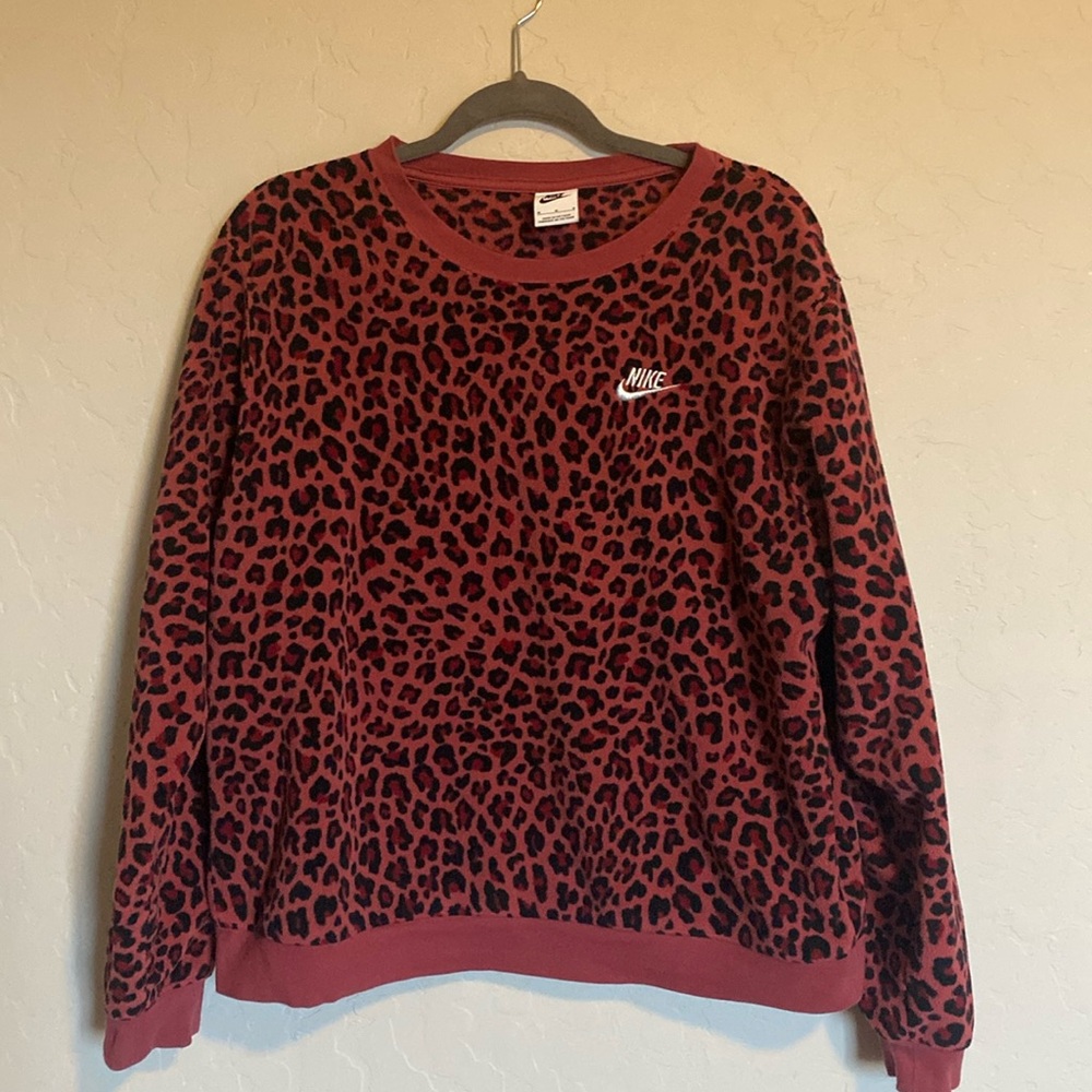 Nike Red Leopard Print Sweatshirt